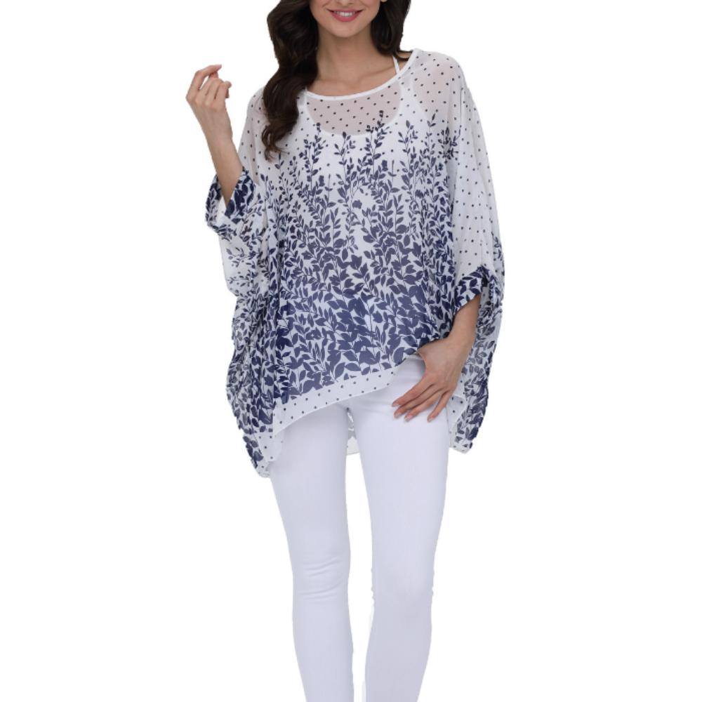 Lavender Floral Chiffon Tunic for Women