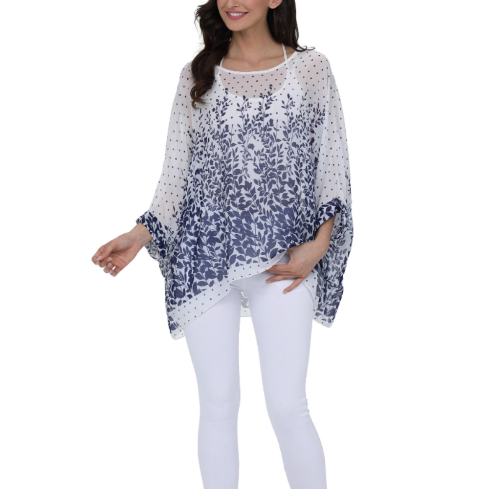 Lavender Floral Chiffon Tunic for Women