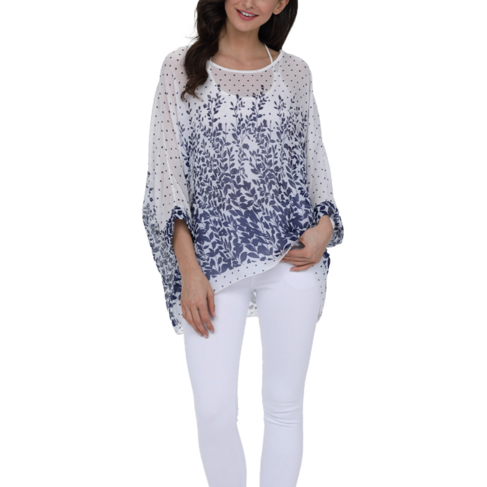 Lavender Floral Chiffon Tunic for Women