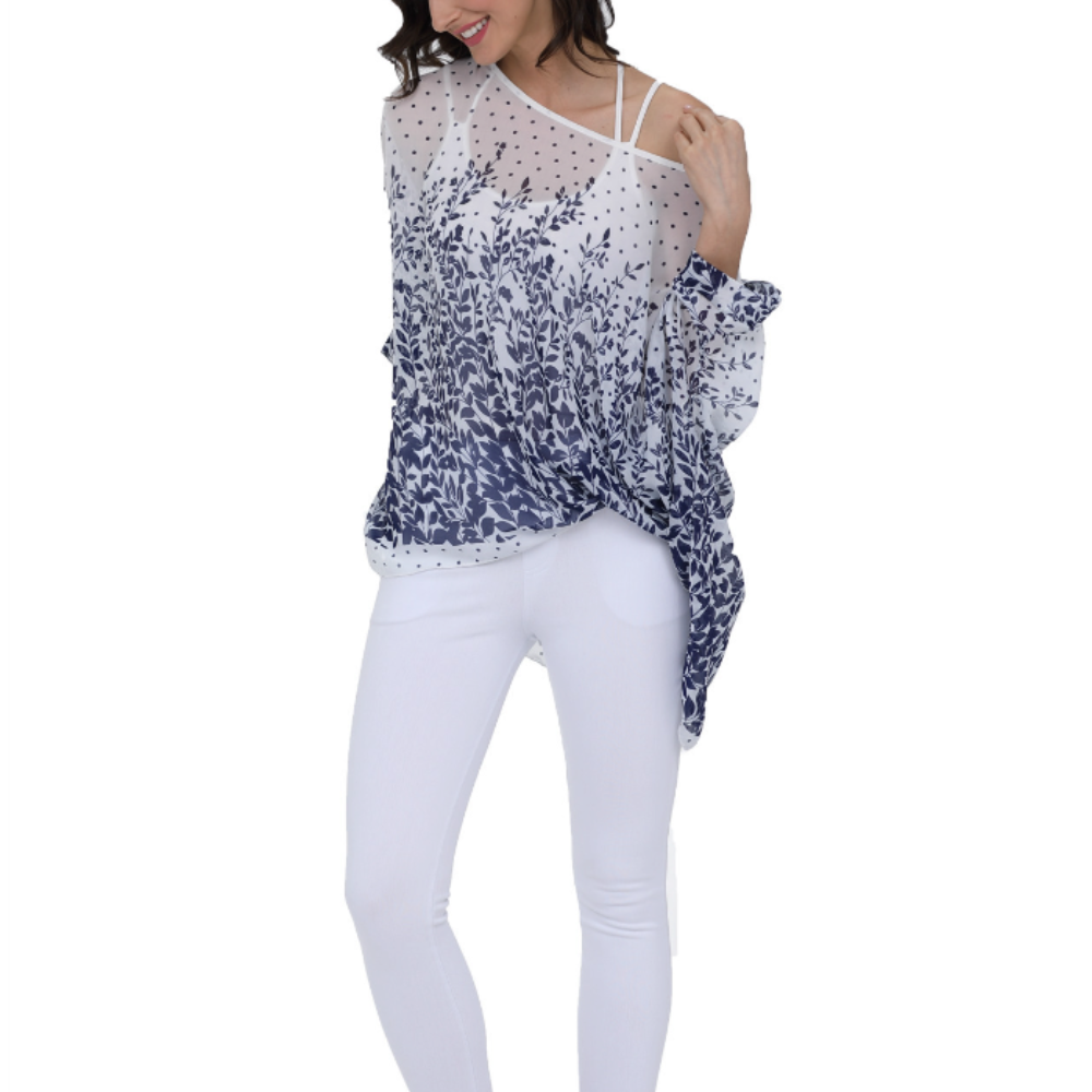 Lavender Floral Chiffon Tunic for Women