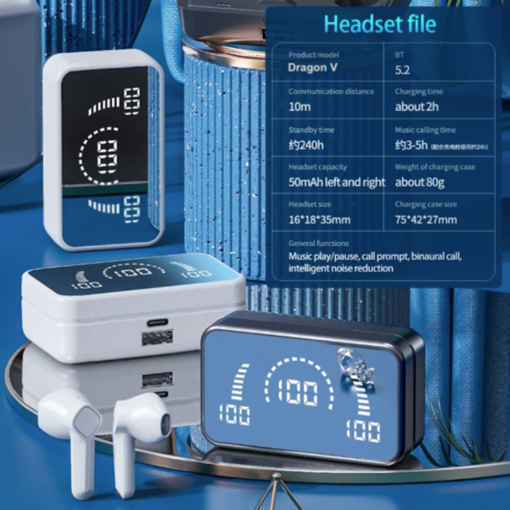 Bluetooth 5.3 Wireless Earbuds with Dragon-inspired Design