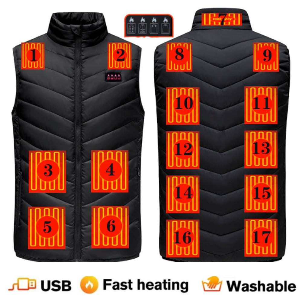 Lightweight 17-Panel Smart Heating Vest with Expanded Heating Area