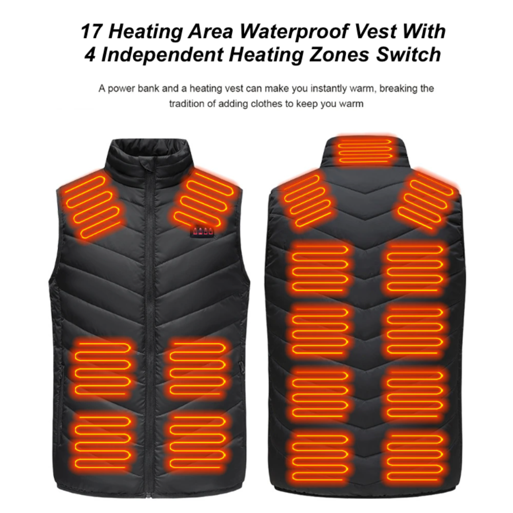 Lightweight 17-Panel Smart Heating Vest with Expanded Heating Area