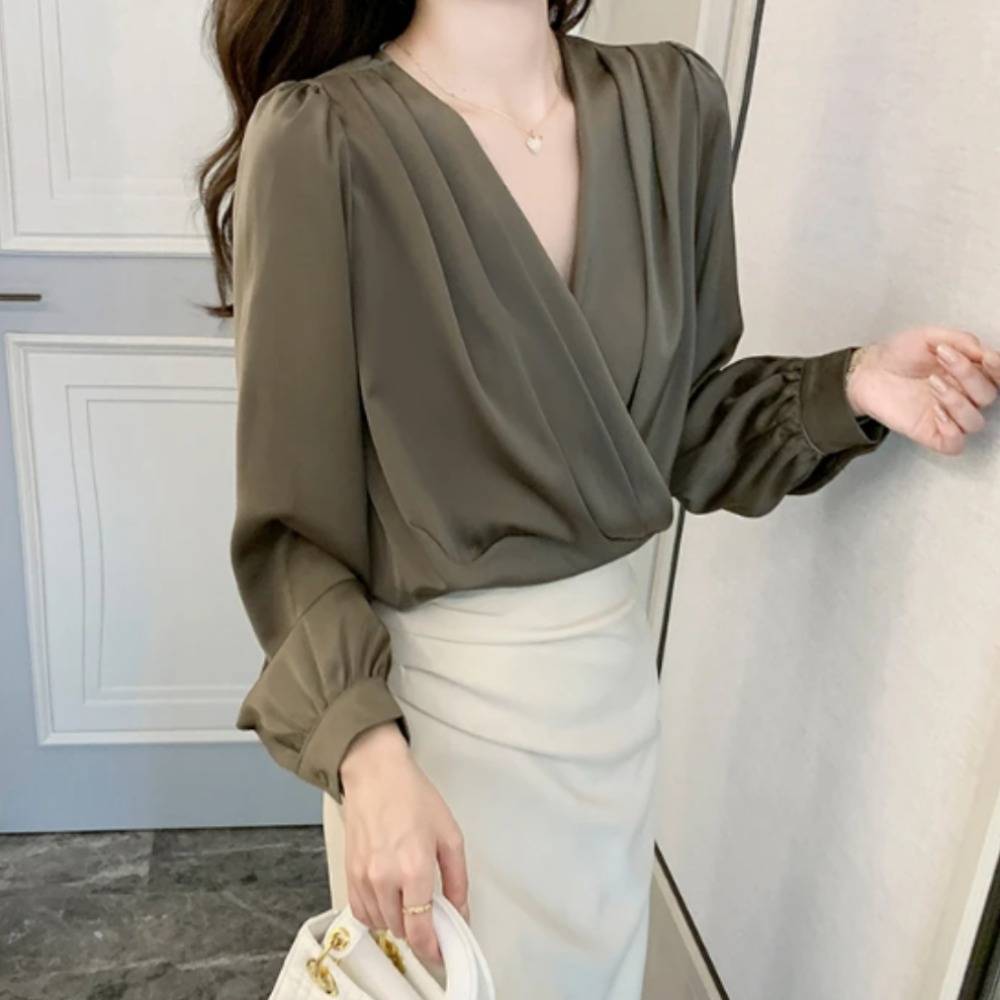 Chiffon Blouse for Women with V-Neckline