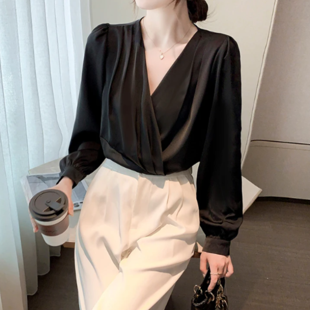 Chiffon Blouse for Women with V-Neckline