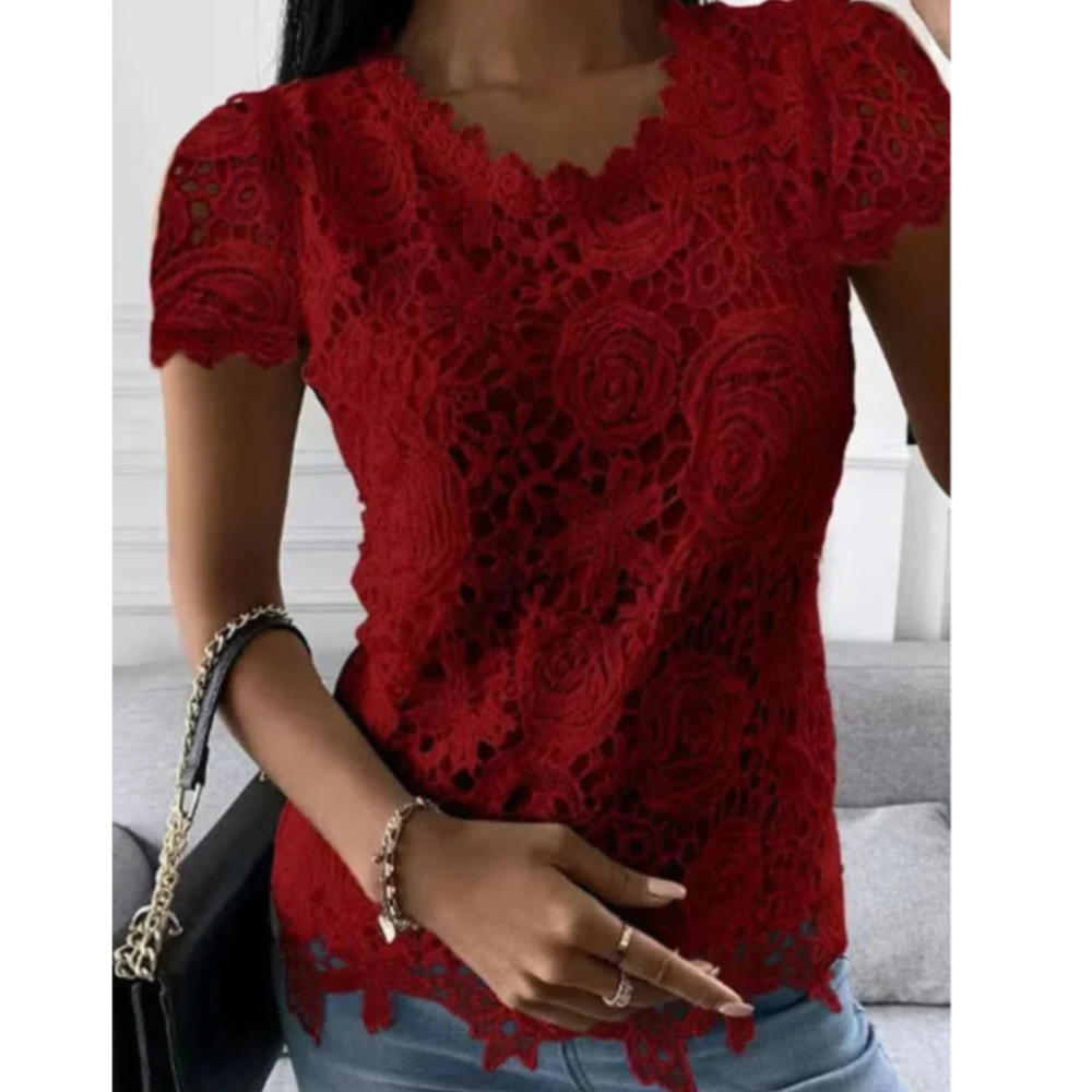 Short Sleeve Lace Top for Women - Perfect for the Summer Season
