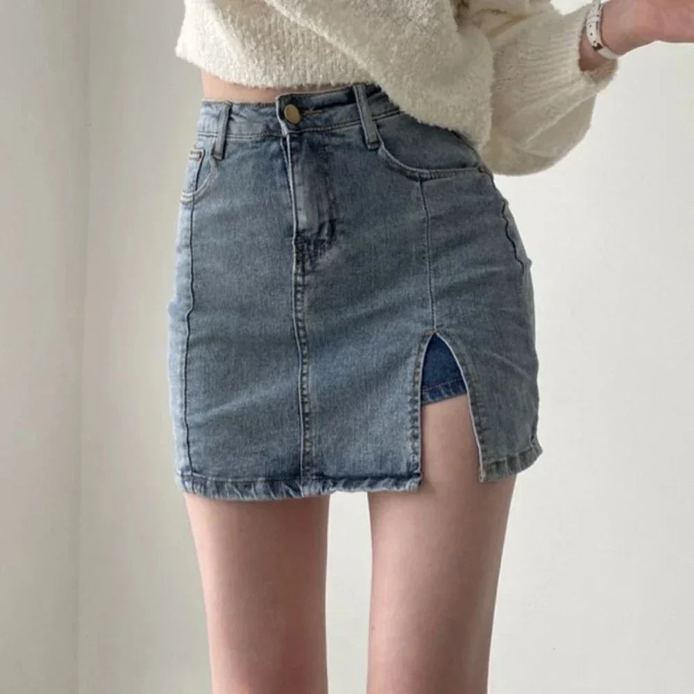 Denim Skirt for Women with Slim Fit and Hip-Hugging Design