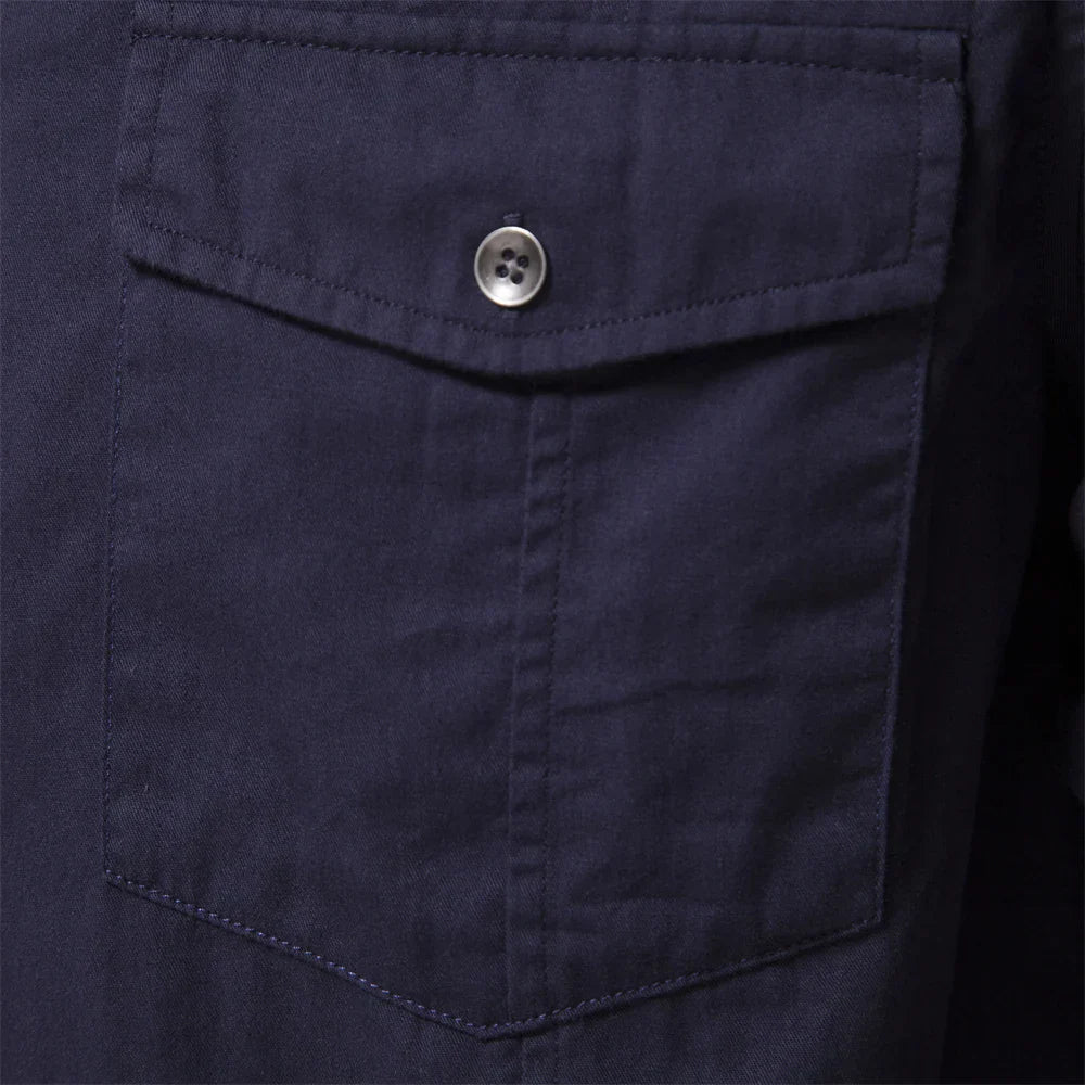 Long Sleeve Military Shirt with Dual Pockets for Men