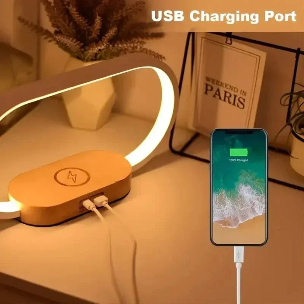 LED Lamp Station with Wireless Charging for Wooden Surfaces