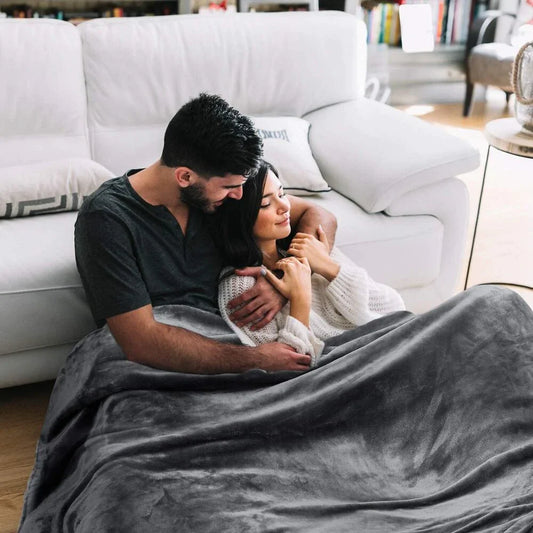 Velvet Plush Throw Blanket with Built-In Heating