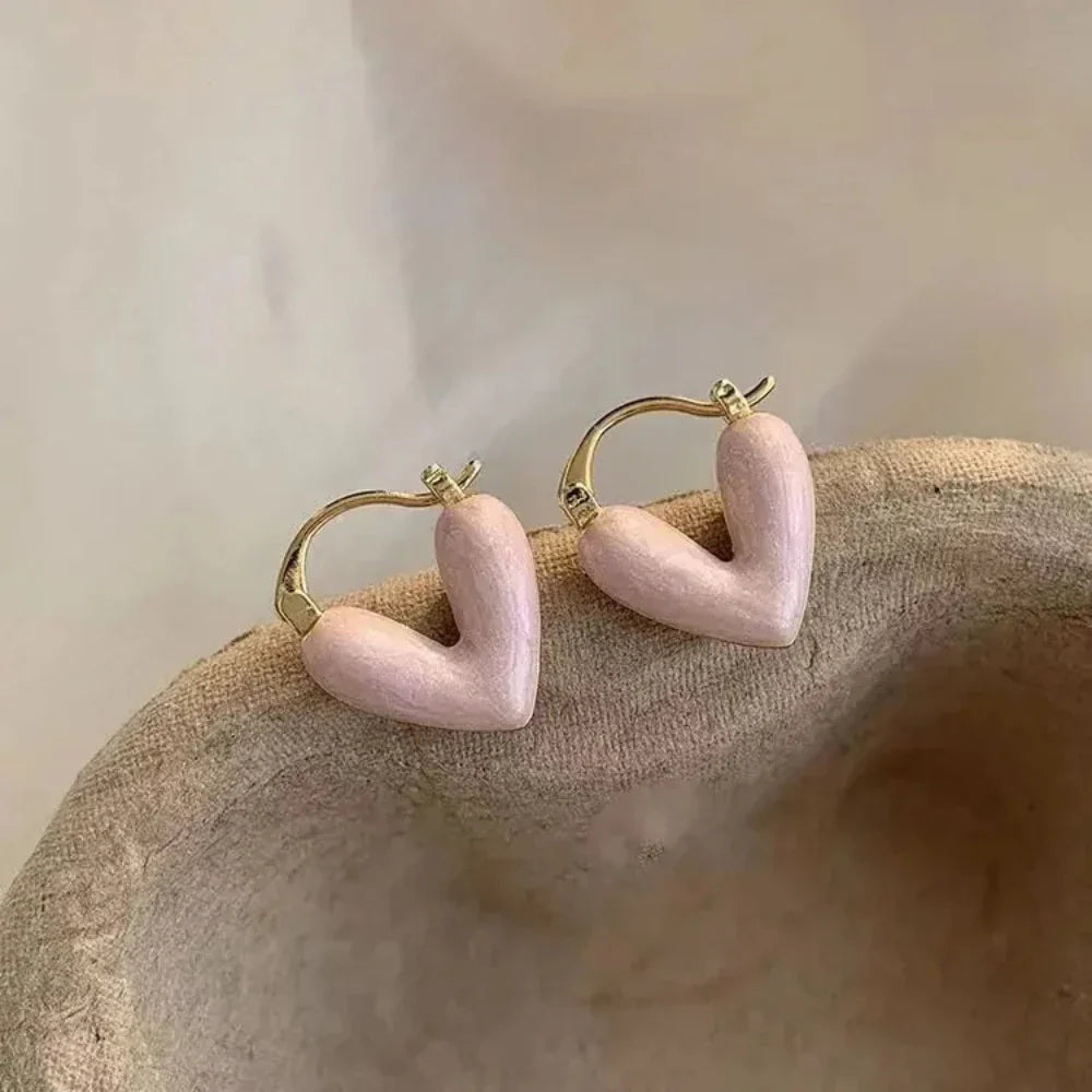 Korean Fashion Heart-Shaped Hoop Earrings