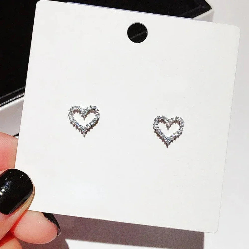Heart-shaped Sparkling Stud Earrings