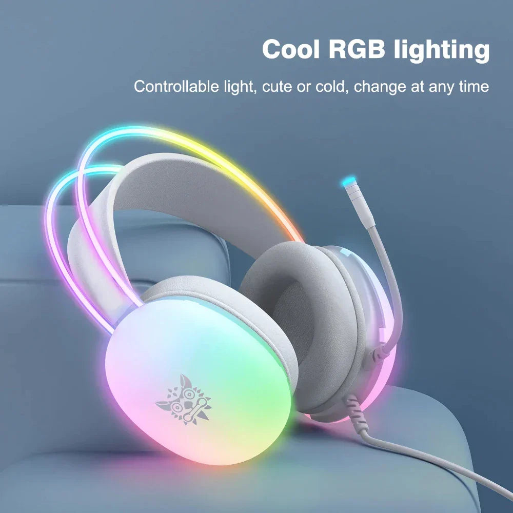 Gaming Headset with RGB Lighting and Built-in Microphone