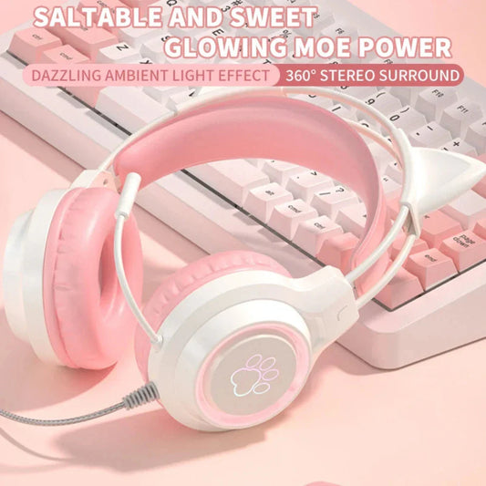 Headphones with LED Cat Ears that Light Up and Move in Sync with Music
