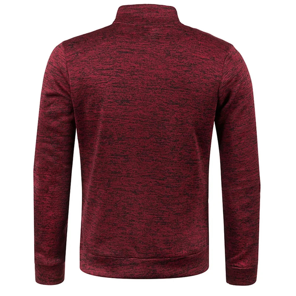 Zipped Up Long Sleeve Top for Men with a Stylish Stand Collar