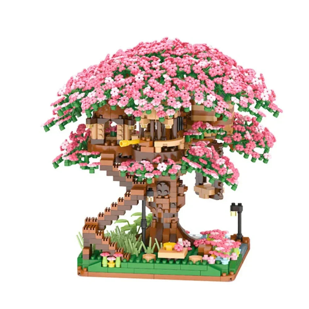 Lighted Cherry Blossom Tree House Building Puzzle Set