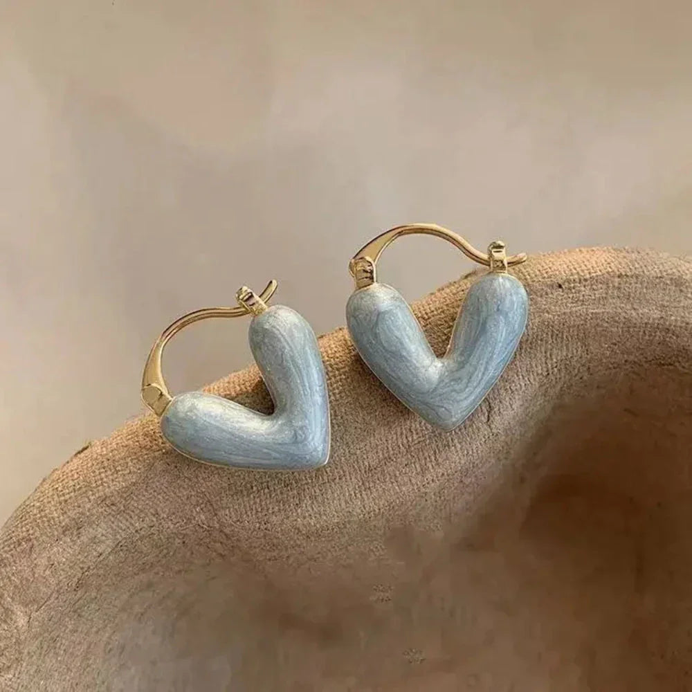 Korean Fashion Heart-Shaped Hoop Earrings