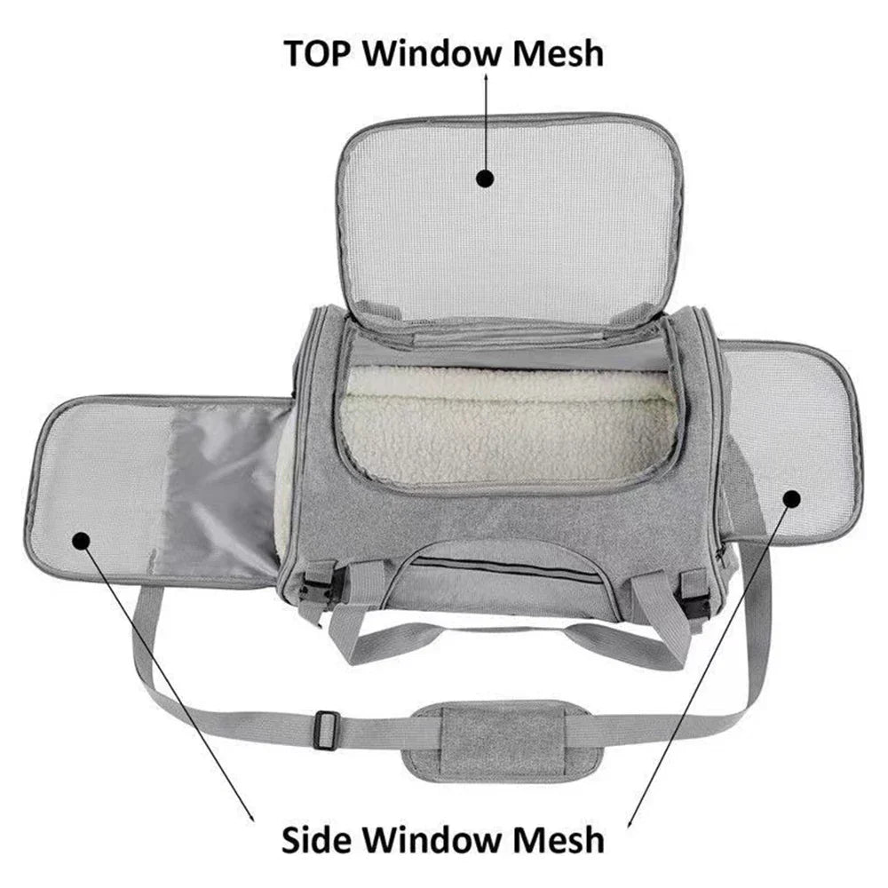 Pet Carrier Bag with Mesh Ventilation for Breathability and Multi-purpose Use