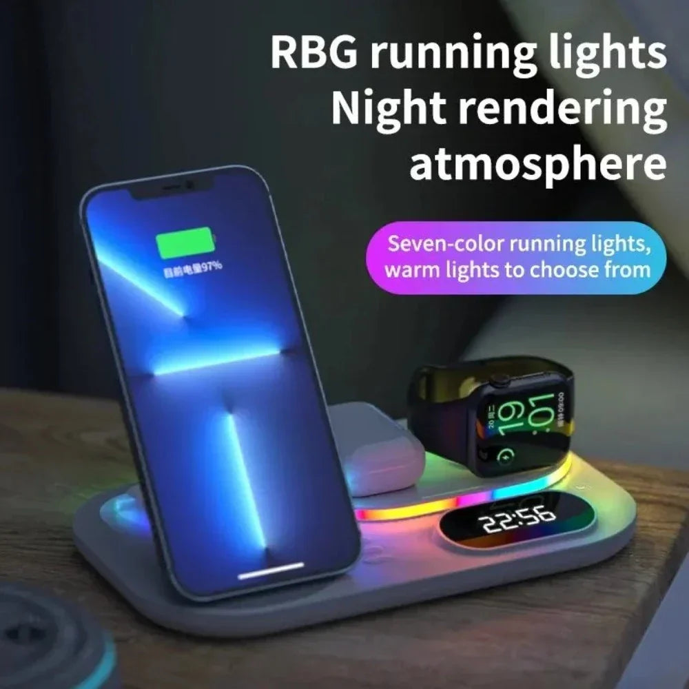 LED Wireless Charging Station with 4-in-1 Functionality