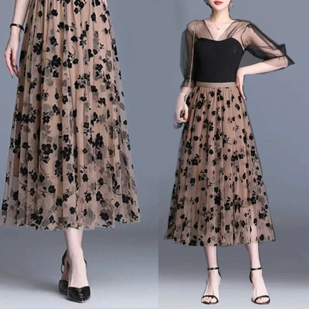 High Waisted Elastic Women's A-Line Skirt