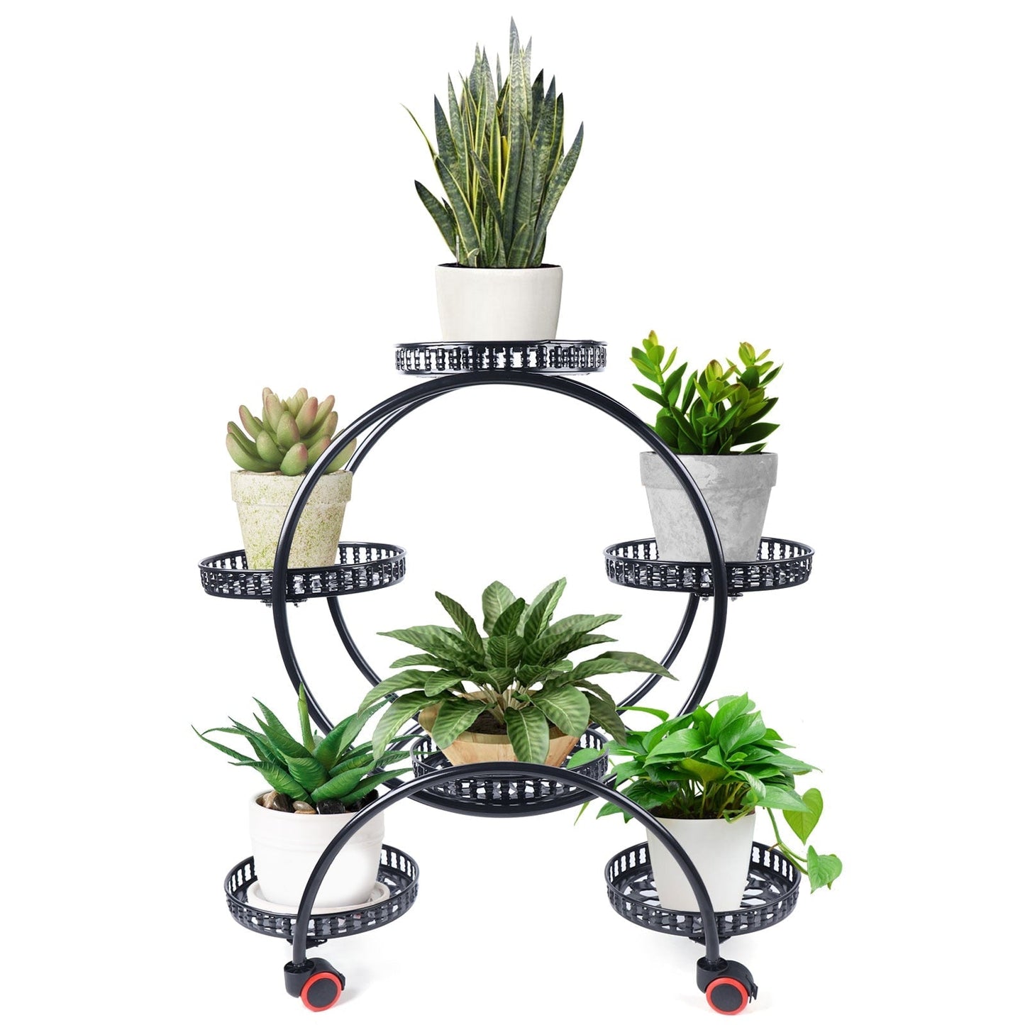 Metal Plant Stand with a Circle Design - 6 Pot