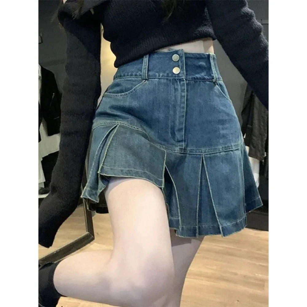 High Waisted Mini Denim Skirt for KPOP Lovers