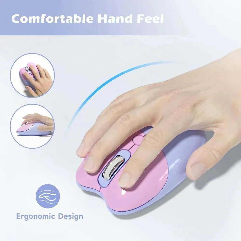 Cartoon Feline Themed Wireless Mouse with Bluetooth 2.4Ghz