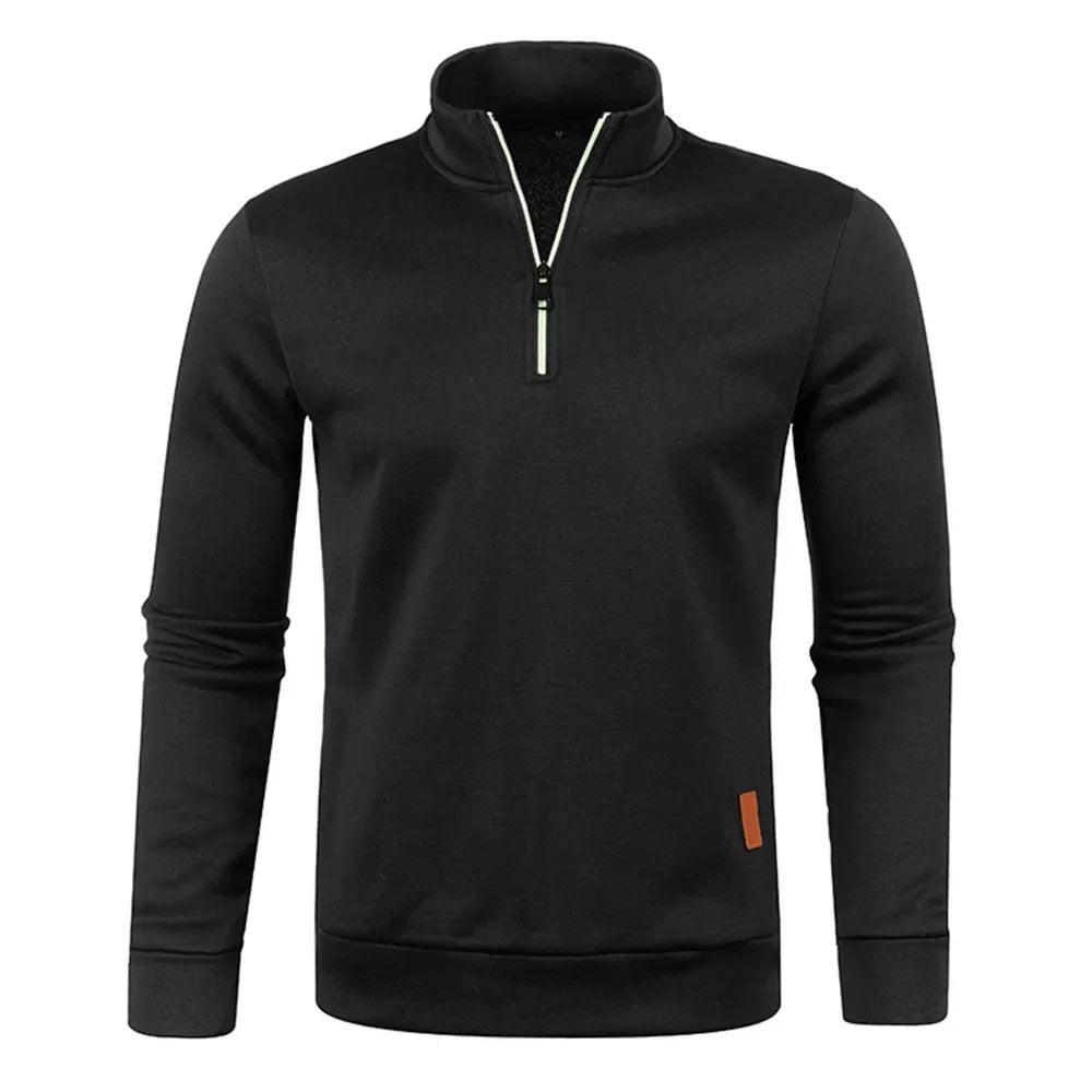 Zipped Up Long Sleeve Top for Men with a Stylish Stand Collar