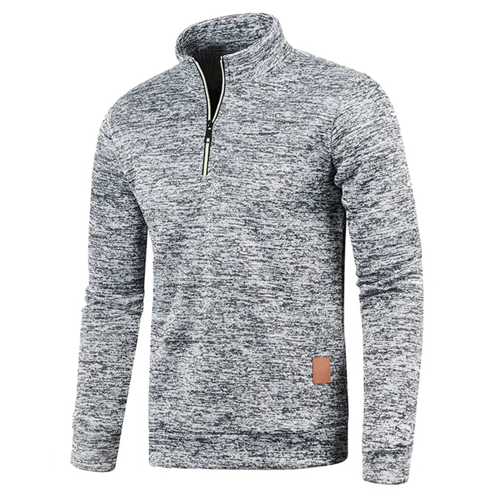 Zipped Up Long Sleeve Top for Men with a Stylish Stand Collar