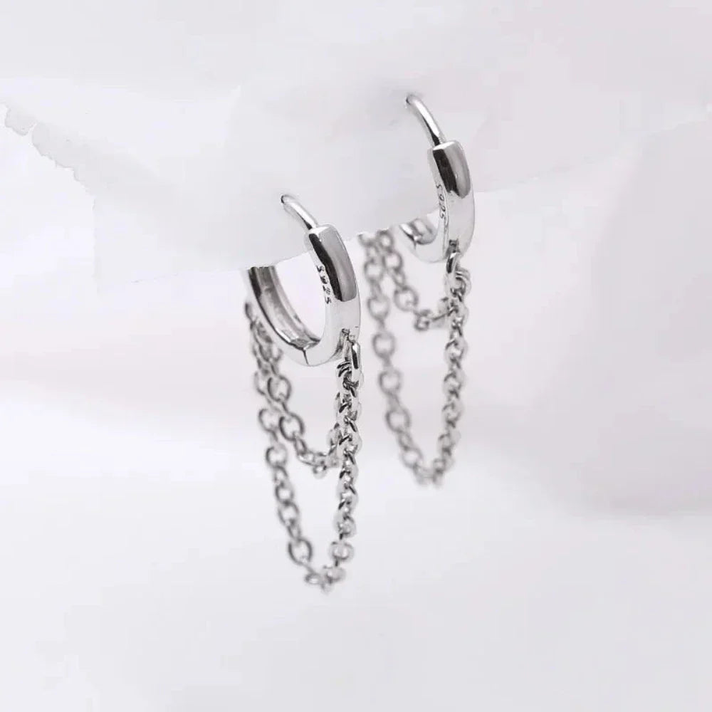 Fashion Earrings with Dual Hoops and Tassels