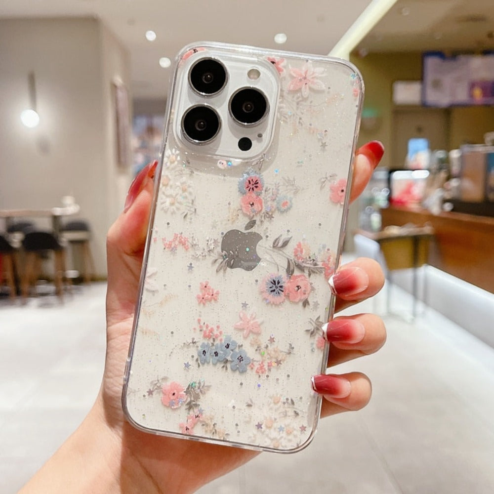 Daisy Glitter Clear Case for iPhone: A Sparkling Touch to Your Phone