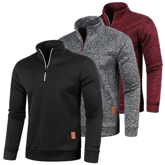 Zipped Up Long Sleeve Top for Men with a Stylish Stand Collar