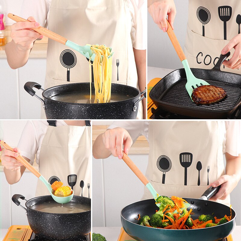 12-Piece Set of Silicone Kitchen Utensils