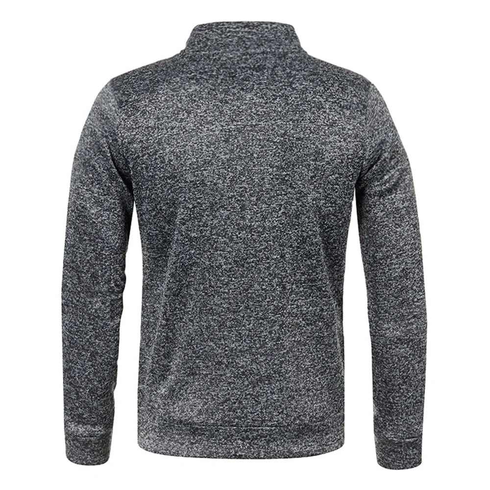 Zipped Up Long Sleeve Top for Men with a Stylish Stand Collar
