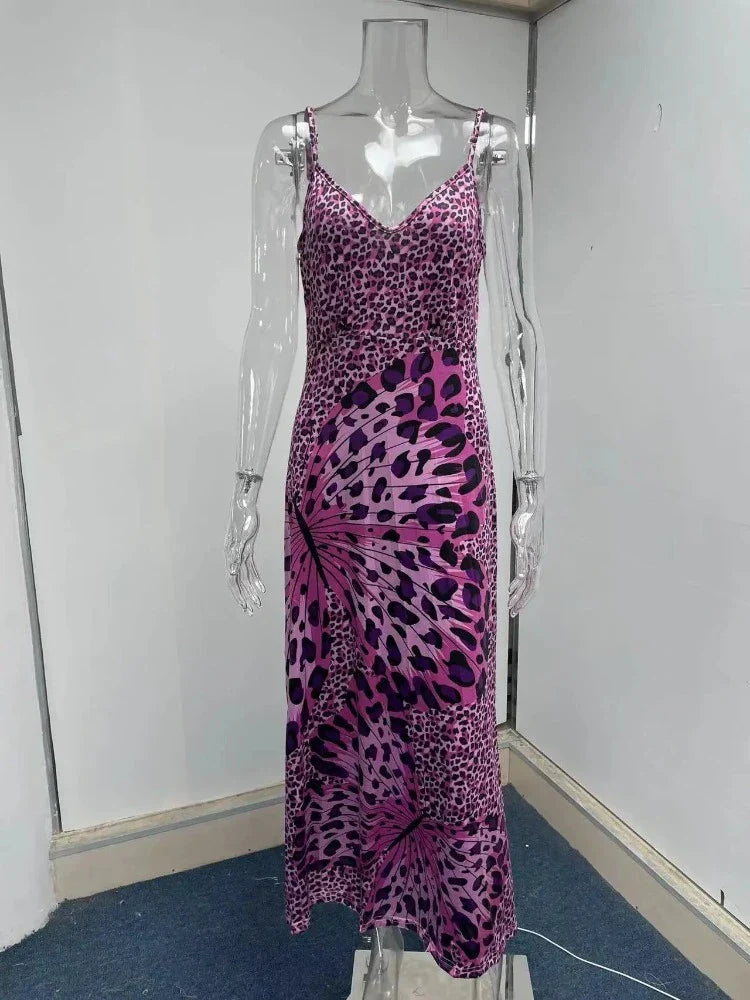 Sleeveless Dress with Leopard Print for Women