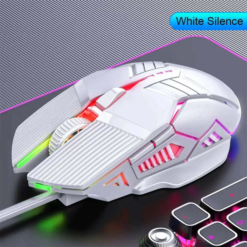 Silent Wired Gaming Mouse with 3200 DPI for Enhanced Precision
