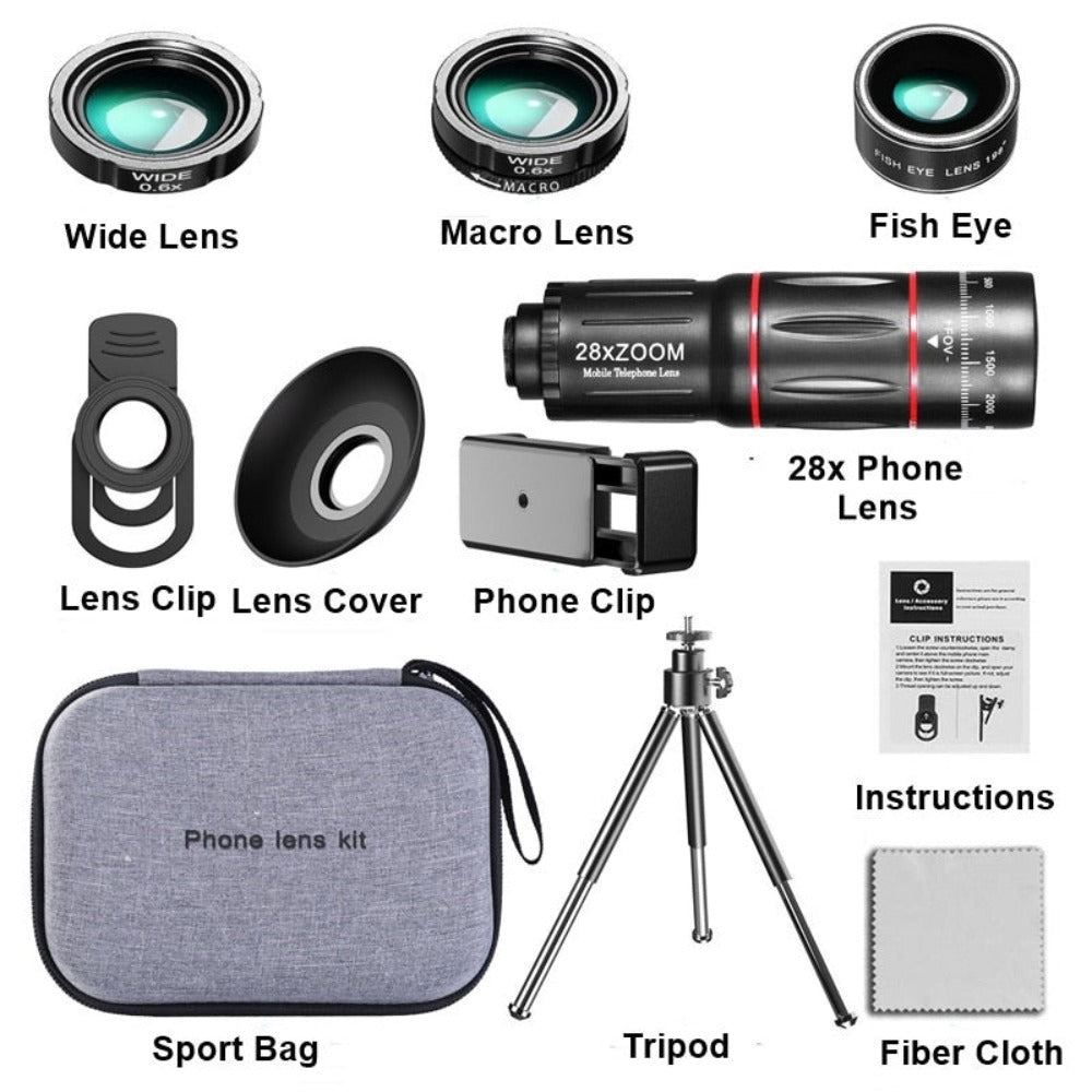 Dragon Bluetooth Telescope Lens Kit with 28X Ultra HD Zoom and Tripod Compatibility