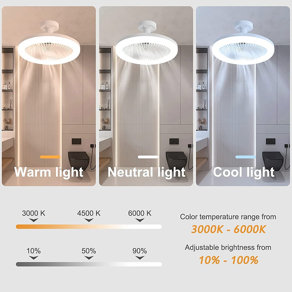 Contemporary Remote-Controlled LED Ceiling Fan with Built-in Lighting