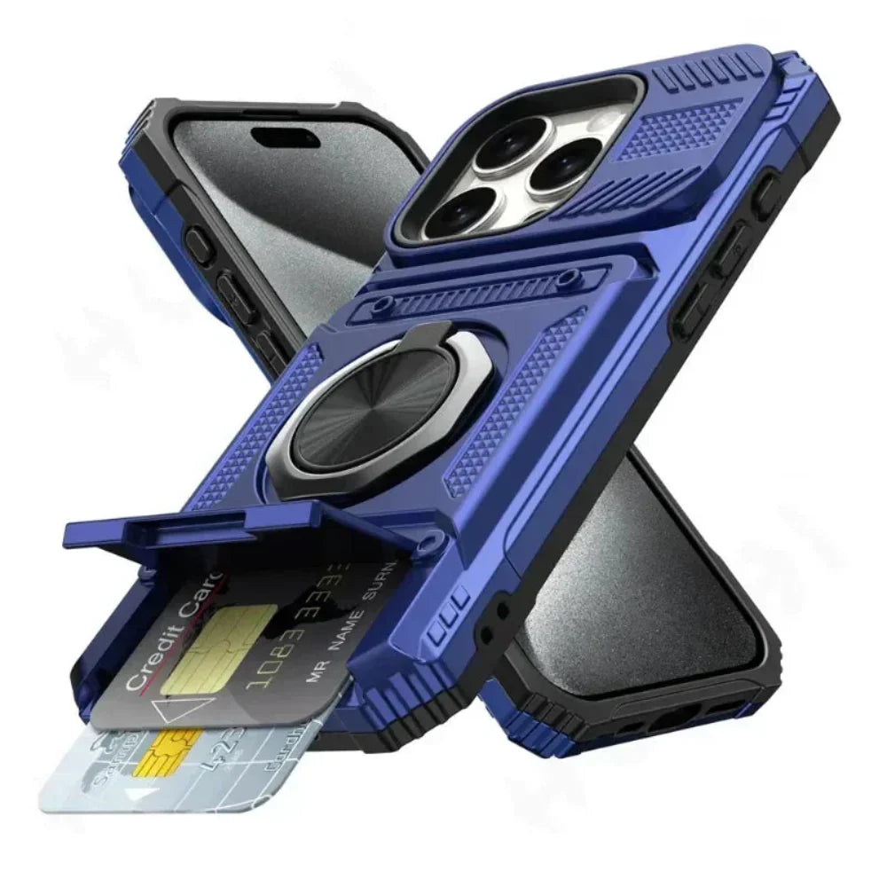 Magnetic Kickstand iPhone Armor Card Slot Protective Case