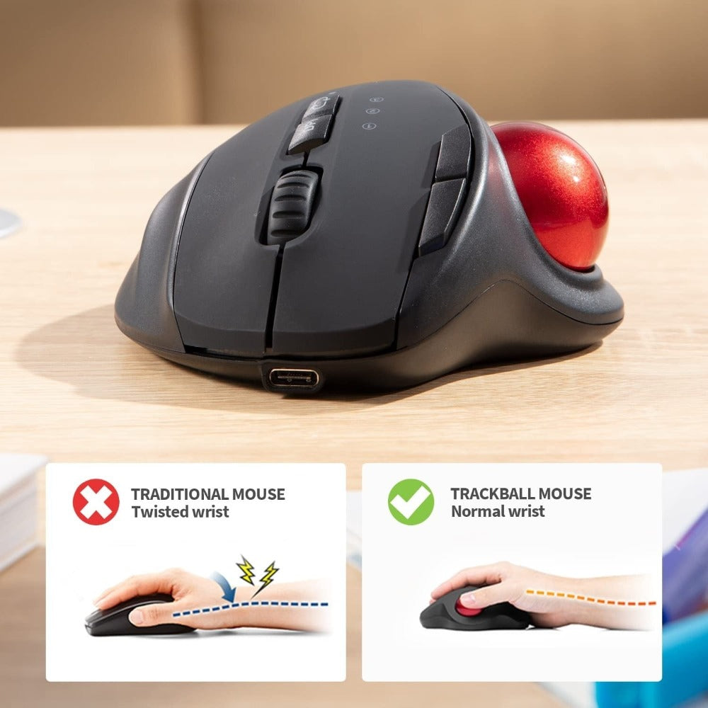 Dragon Wireless Trackball Mouse with 2.4Ghz and Bluetooth Connectivity
