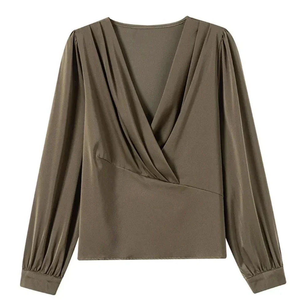 Chiffon Blouse for Women with V-Neckline