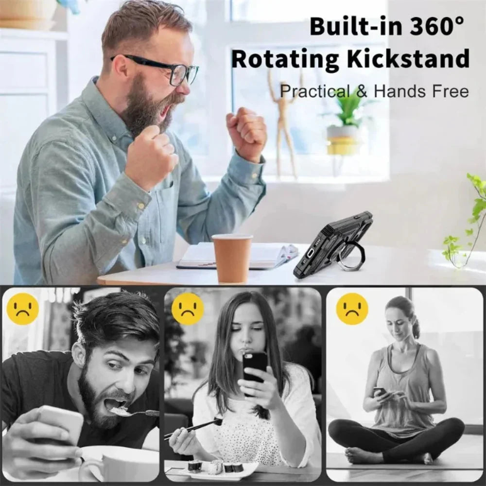 Magnetic Kickstand iPhone Armor Card Slot Protective Case