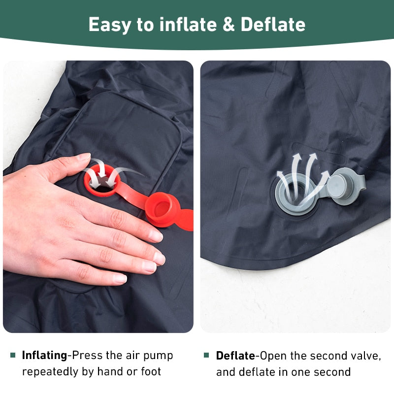 Inflatable Outdoor Mat with Pump and Neck Support