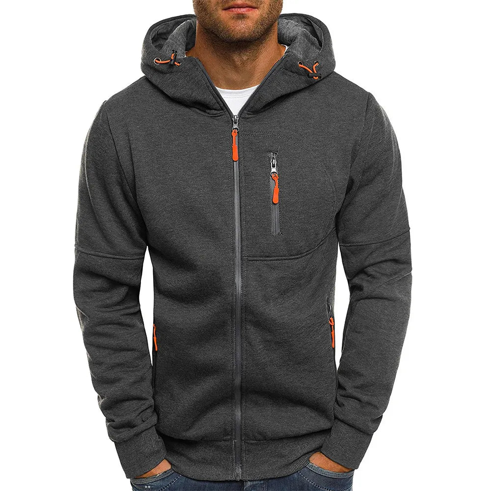 Dual-Zip Men's Lightweight Hooded Sweatshirt