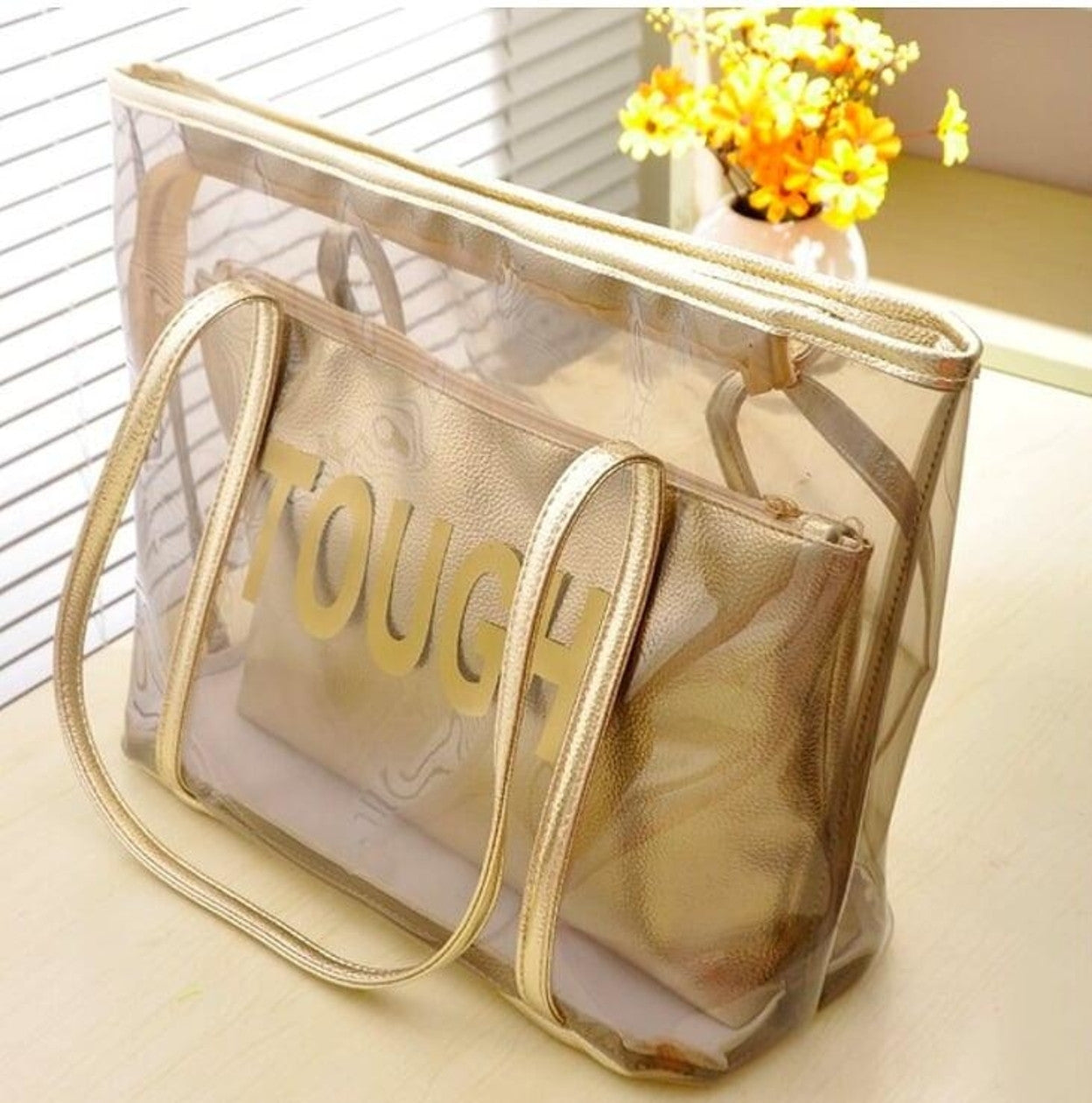 Clear Transparent Tote Bag with Removable Inner Pouch