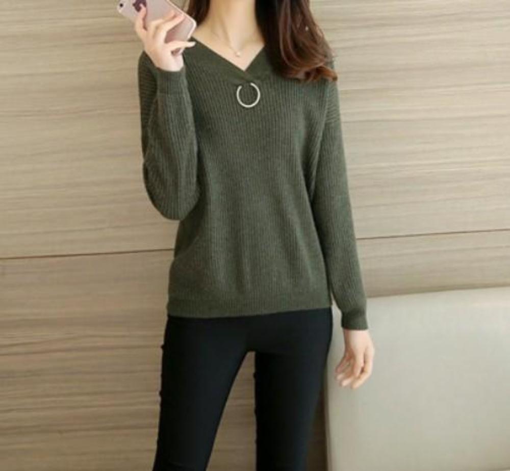 Women's Sweaters with V-Neck Design