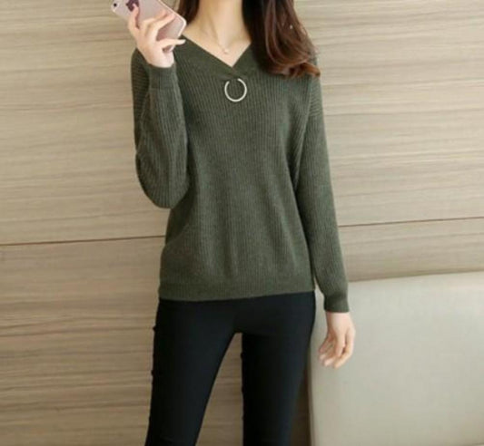 Women's Sweaters with V-Neck Design