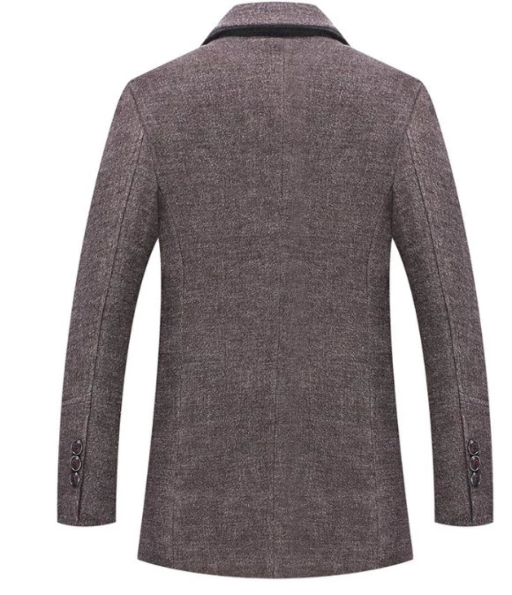 Layered Look Military Coat for Men with Classic Button Front