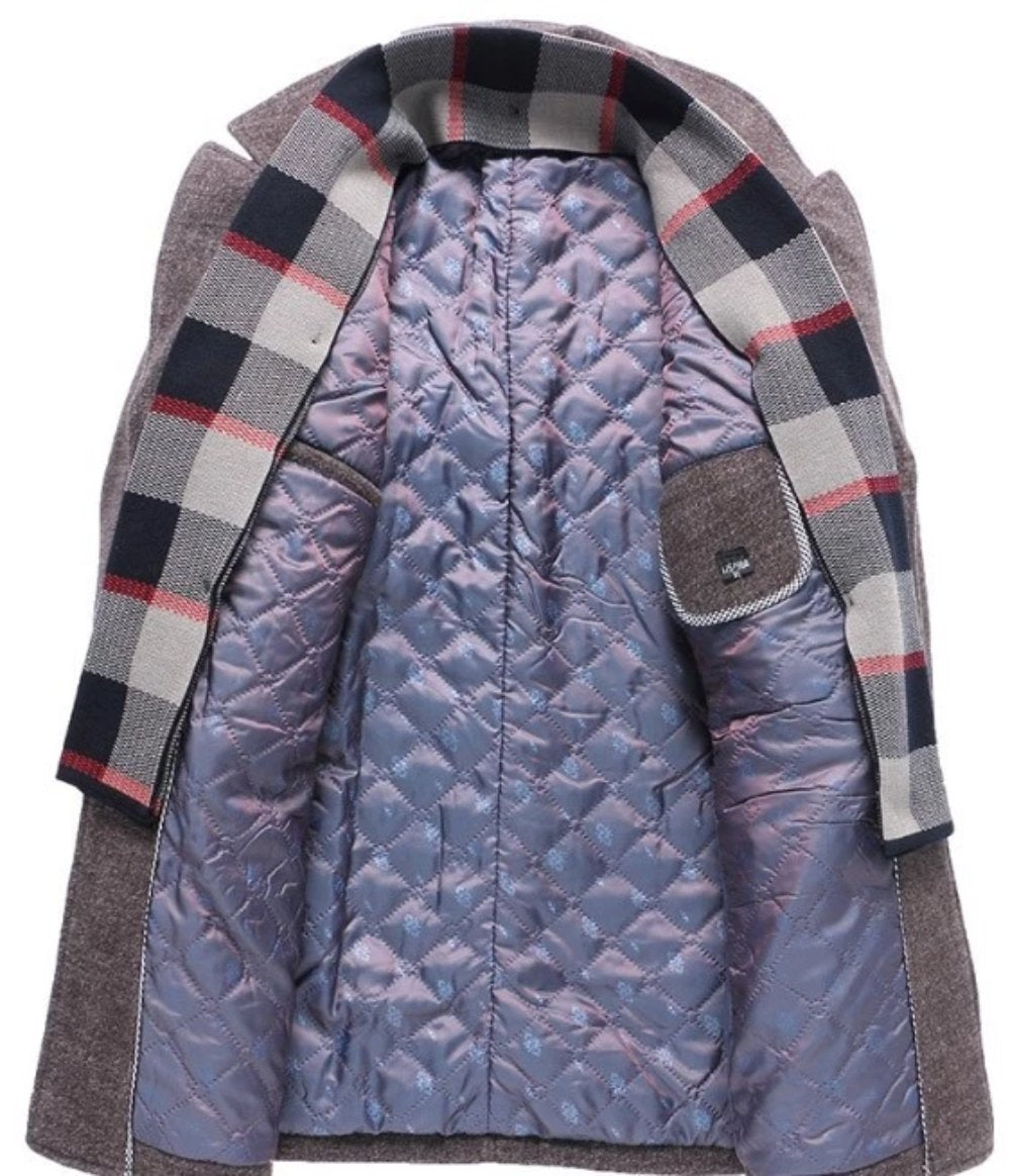 Layered Look Military Coat for Men with Classic Button Front