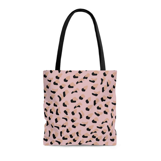 Medium Pink Shopper Tote Bag with Leopard Print